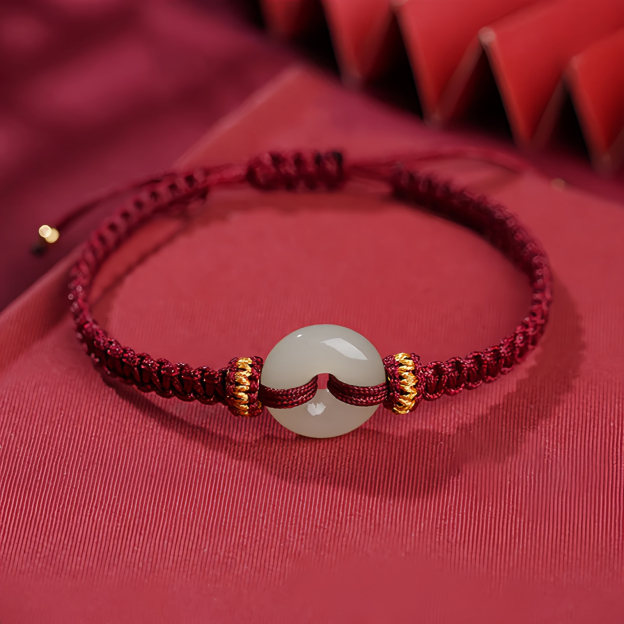 Peace Buckle Jade Abundance Braided Bracelet