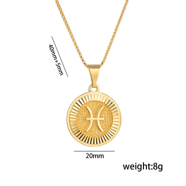 Titanium Steel Zodiac Constellation Letter Energy Protection Necklace