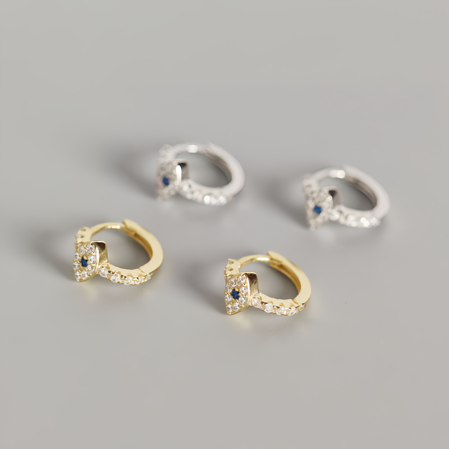 925 Sterling Silver Evil Eye Symbol Blessing Stud Earrings- EclatDoré