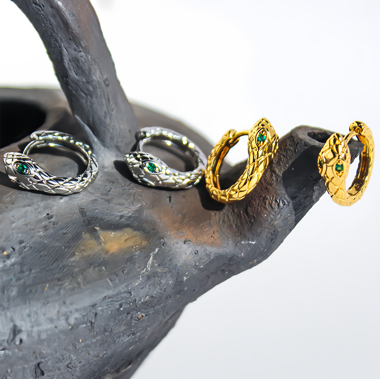 Zodiac Green Zircon Snake Eye Earrings - Adjustable Snake Earrings, Unique Statement Jewelry- EclatDoré