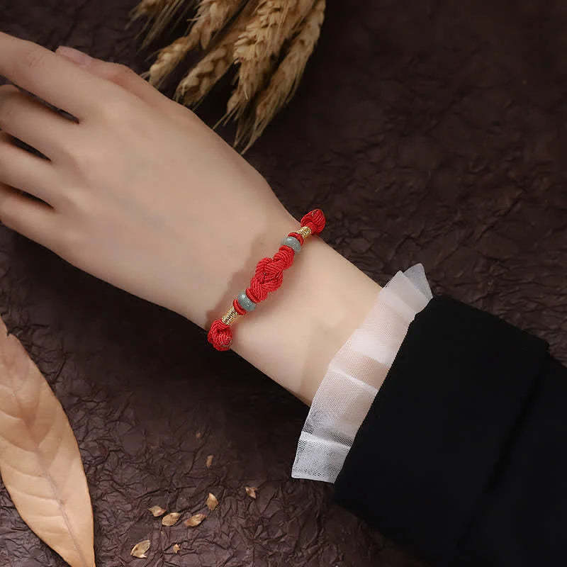 2025 Red String Jade Luck Fortune Knot Braided Couple Bracelet- EclatDoré