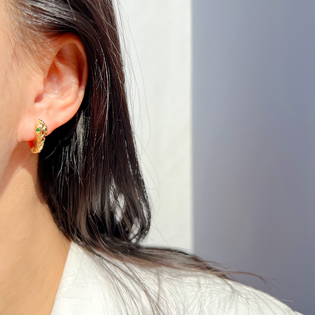 Zodiac Green Zircon Snake Eye Earrings - Adjustable Snake Earrings, Unique Statement Jewelry- EclatDoré