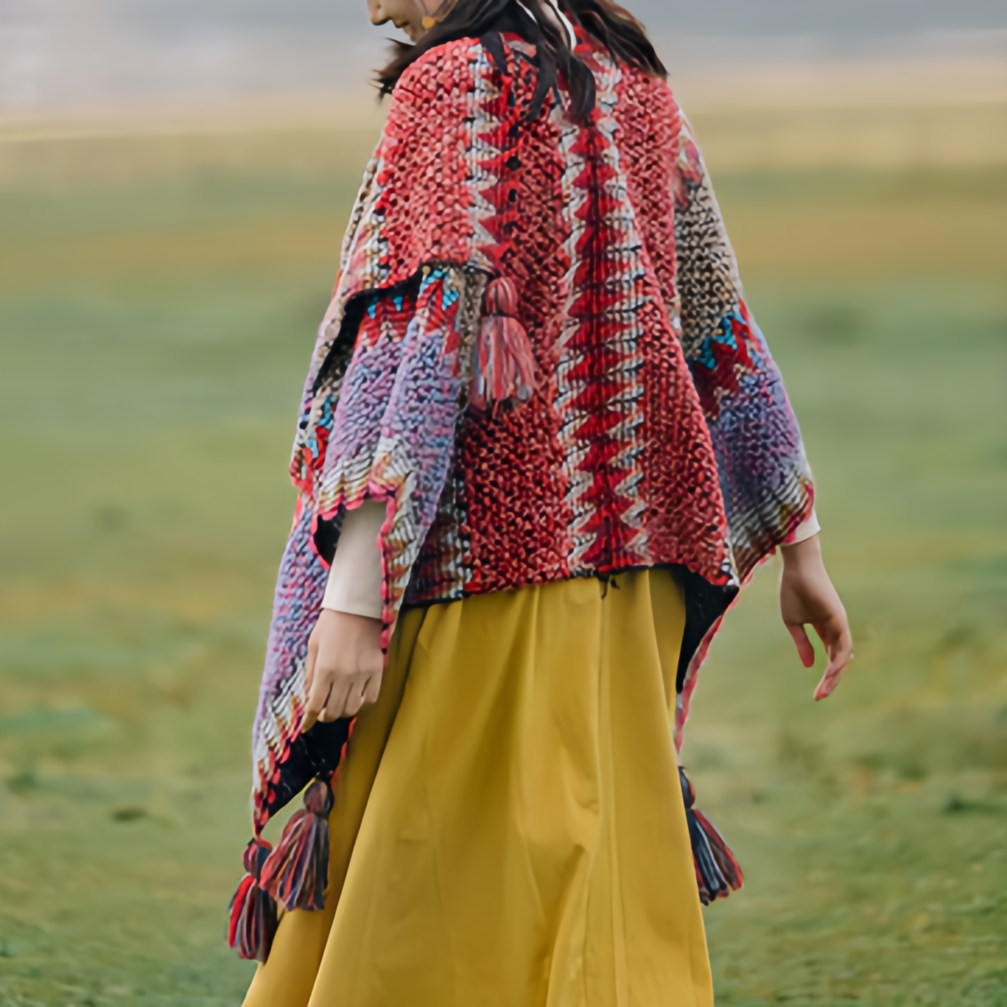 Tibetan Shawl Knitting Warm Cloak Tibetan Tassel Scarf- EclatDoré