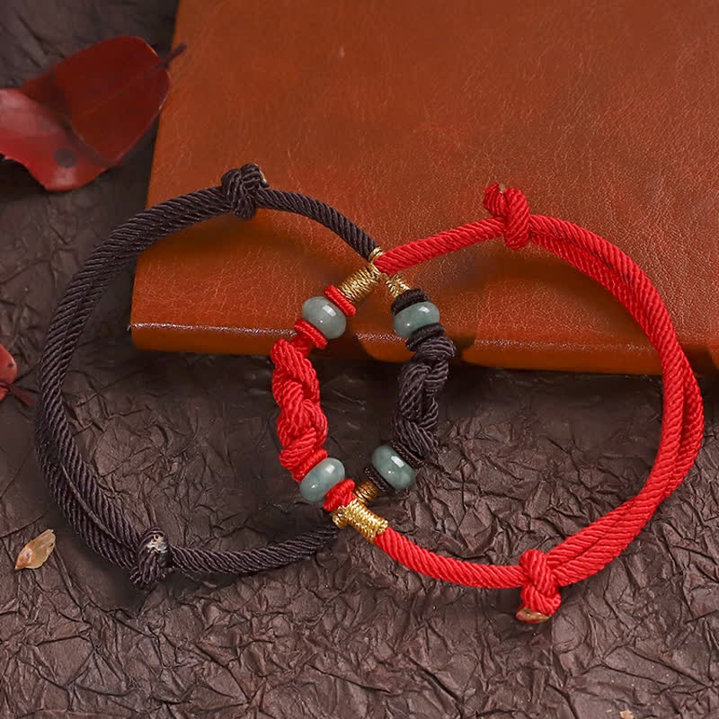2025 Red String Jade Luck Fortune Knot Braided Couple Bracelet- EclatDoré