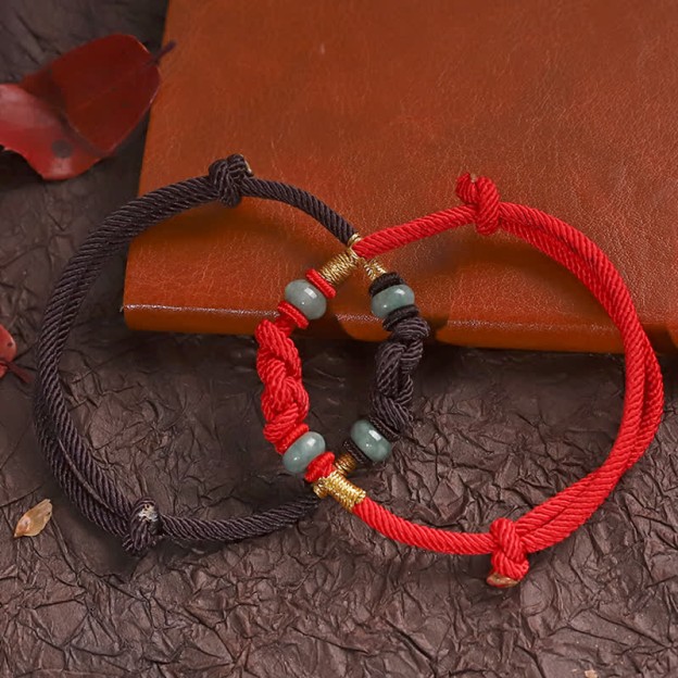 2025 Red String Jade Luck Fortune Knot Braided Couple Bracelet- EclatDoré