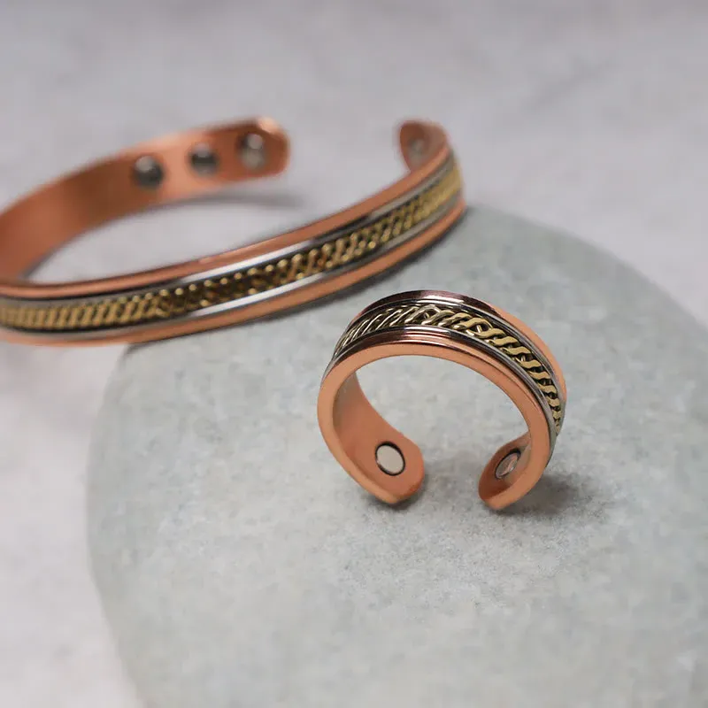 Magnetic Copper Balance Adjustable Cuff Bracelet Bangle Ring