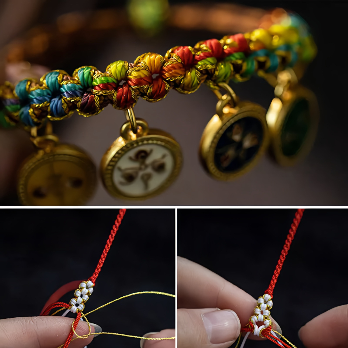 Tibetan Colorful Rope Five God Of Wealth Luck Braid Bracelet