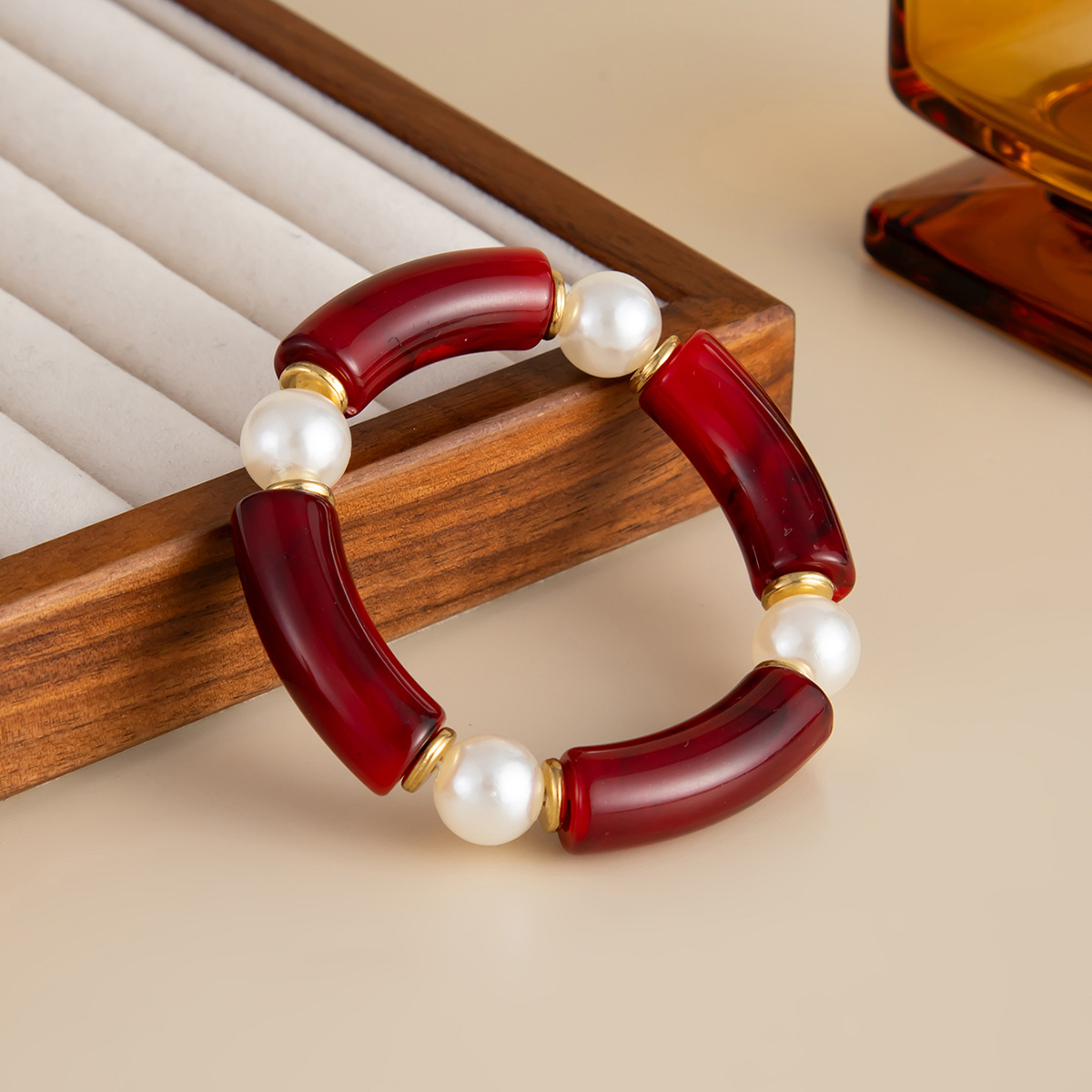 Bamboo Rhythm Flowing Light·Bleu-dyed Curved Pearl Bracelet