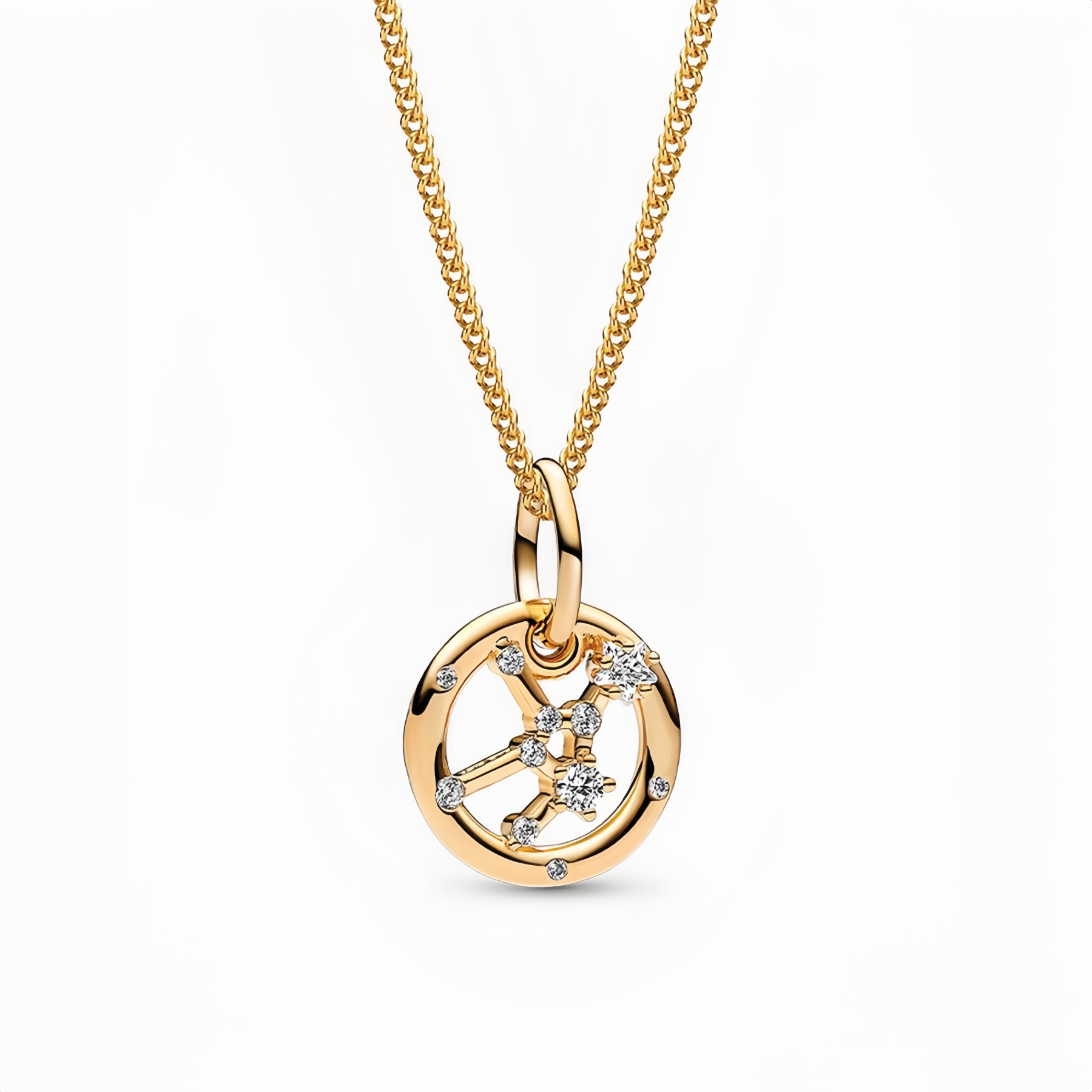 14K Gold-Plated Birthstone Constellations Zirconia Guardian Lucky Pendant Necklace- EclatDoré