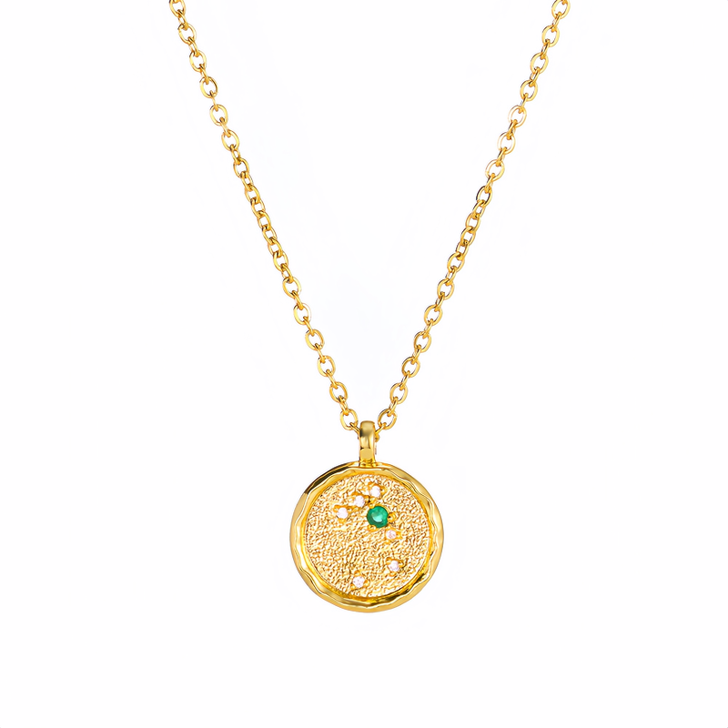 14K Gold Plated Zodiac Star Map Pendant Necklace for All Zodiac Signs – Love Jewelry Gift for Couples- EclatDoré