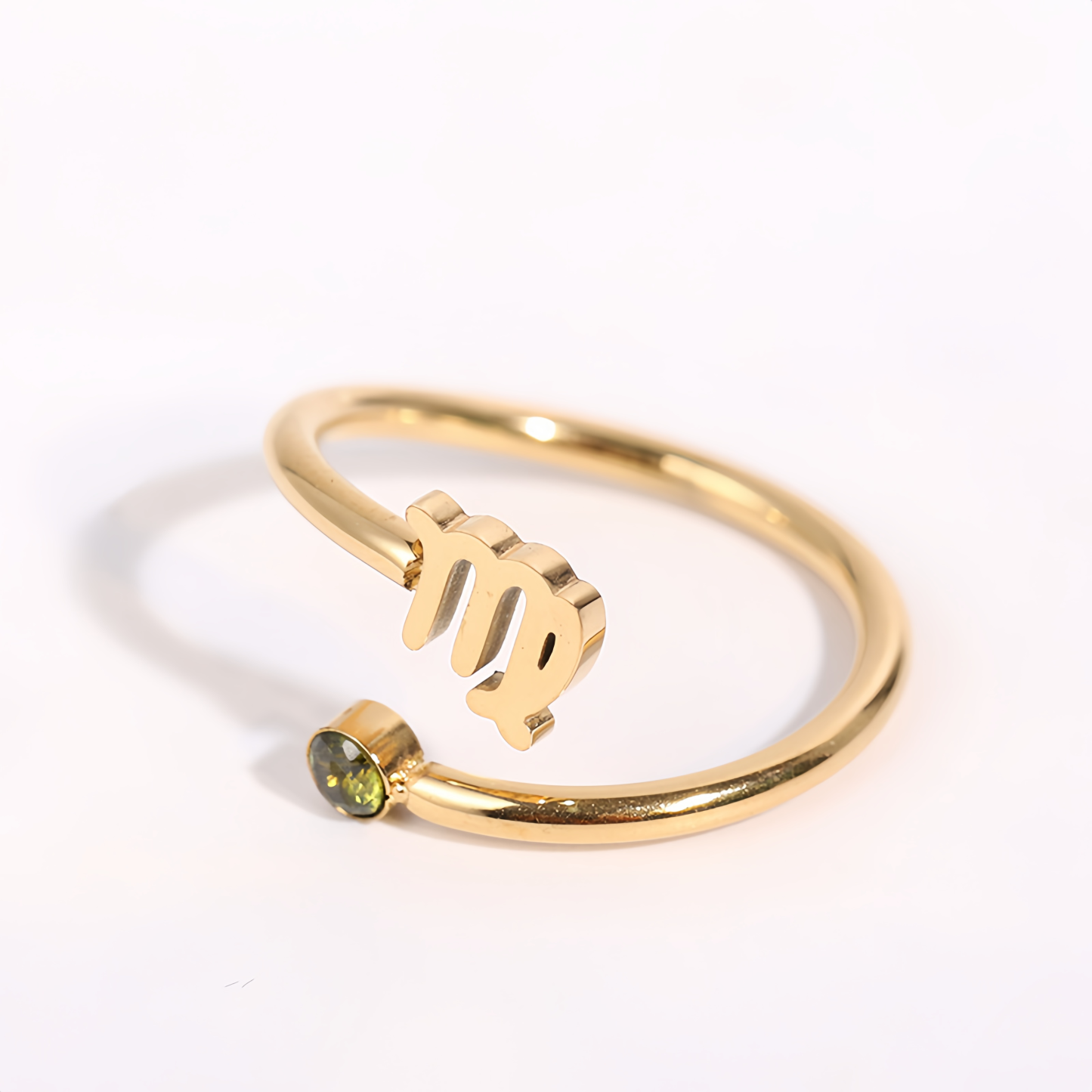 Zodiac Birthstone Titanium Steel Ring with Rune Symbols - Adjustable Open  Zircon Astrology Jewelry- EclatDoré