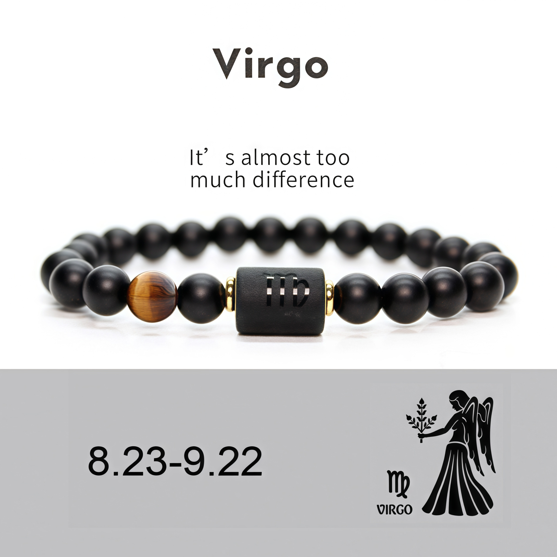 Spiritual Protection 12 Zodiac Signs Black Onyx Guardian Stone Adjustable Stretch Bracelet- EclatDoré