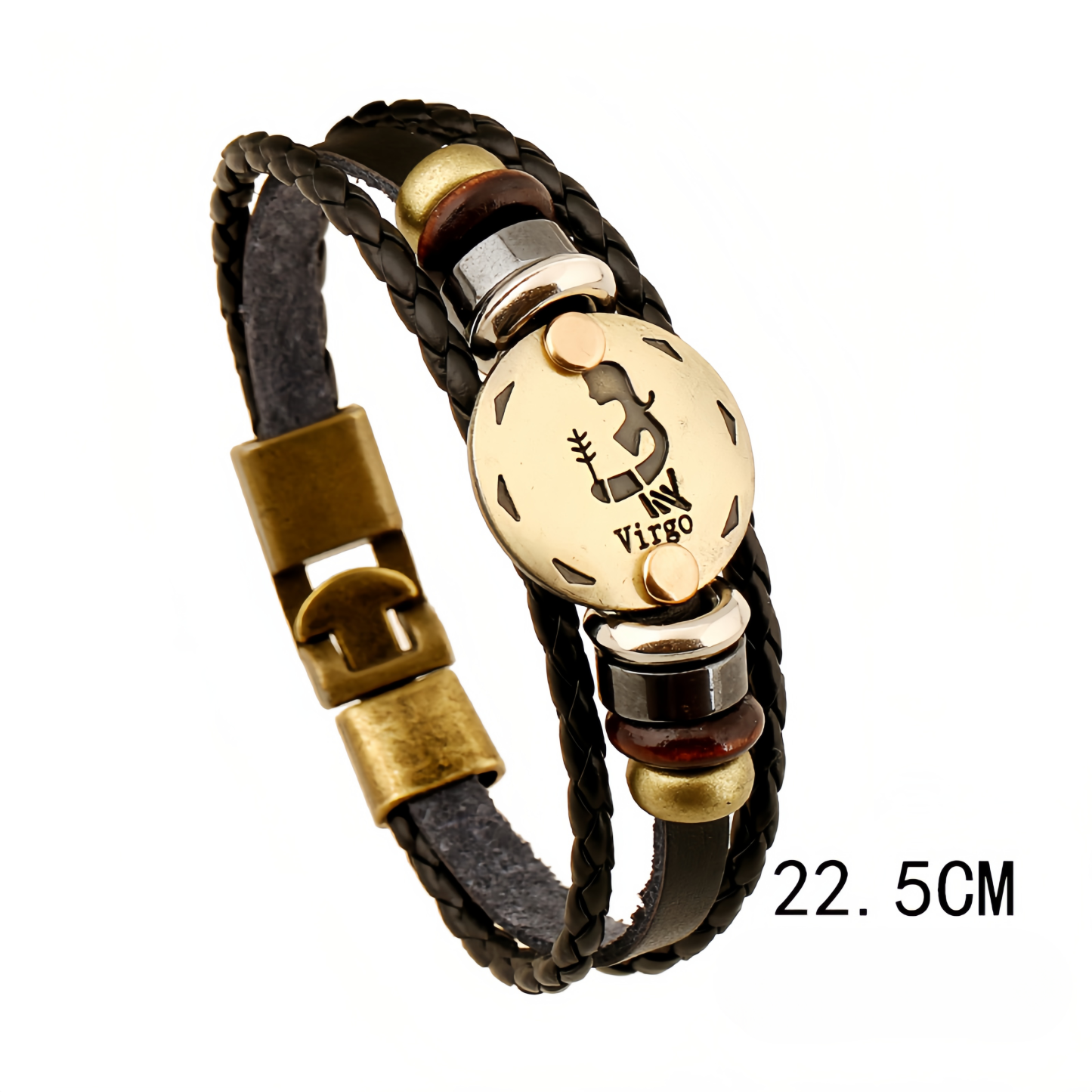 12 Zodiac Signs Handmade Leather Couple Bracelet with Hematite Totem Stone - Mystical Love Jewelry for 2025- EclatDoré