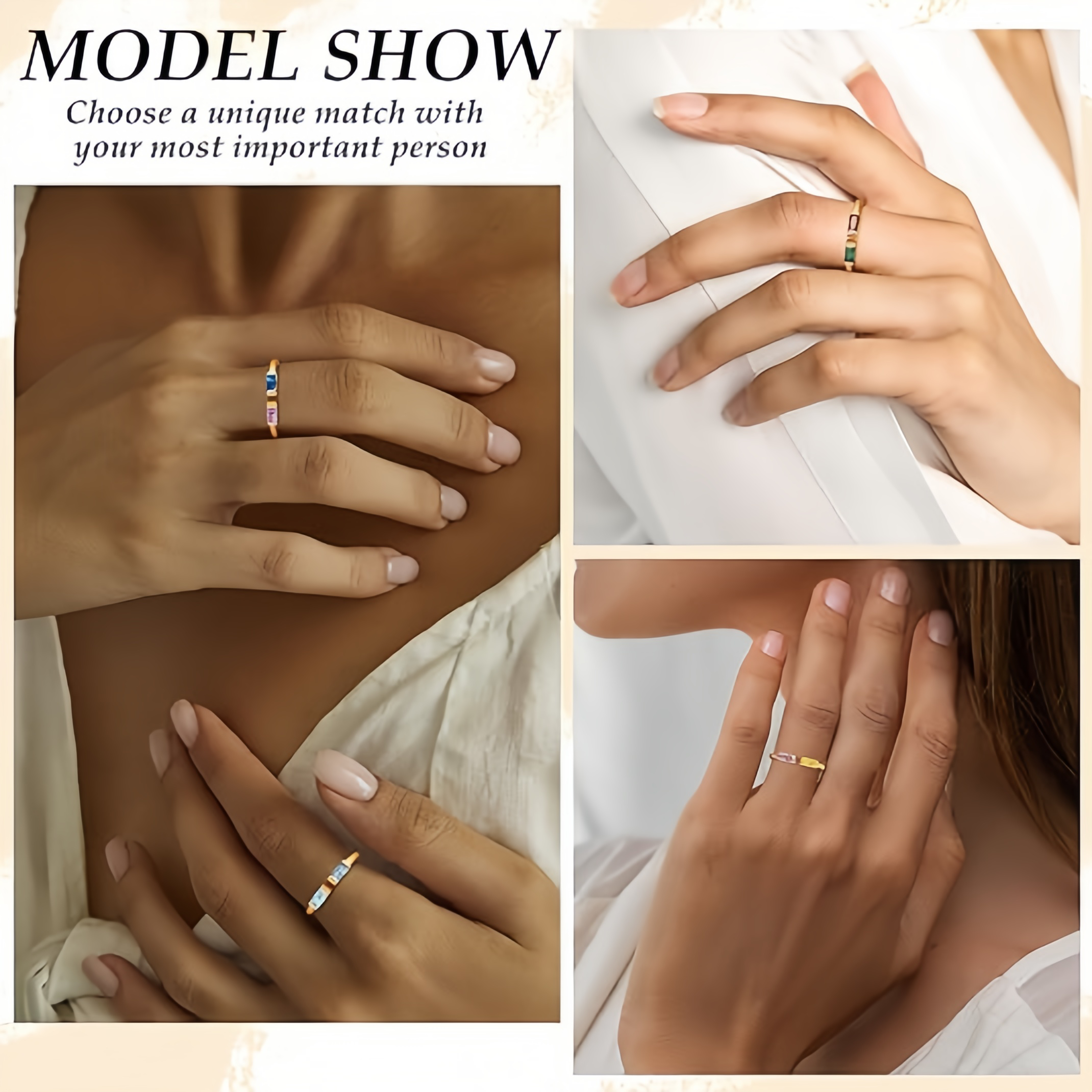 Birthstone Ring by ｜Best Friend Gift ｜ Anniversary Gift ｜ Adjustable Personalized Gemstone Ring- EclatDoré