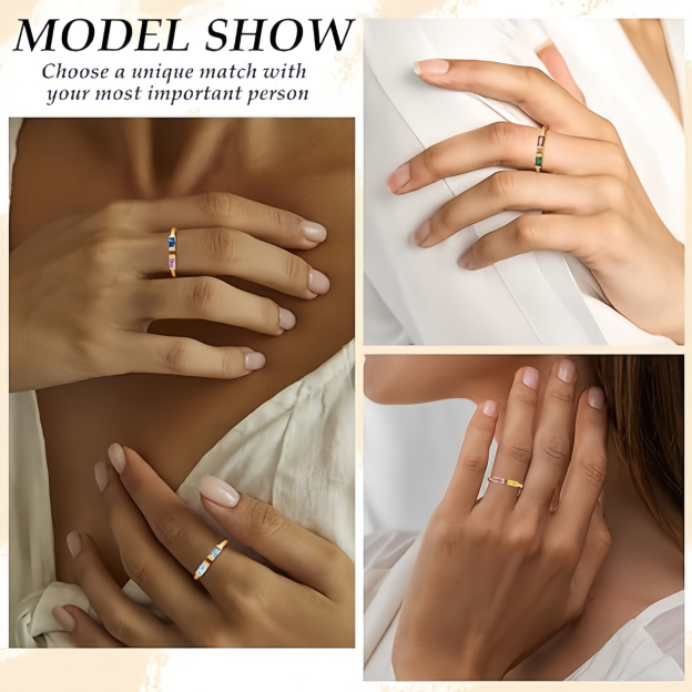 Birthstone Ring by ｜Best Friend Gift ｜ Anniversary Gift ｜ Adjustable Personalized Gemstone Ring- EclatDoré