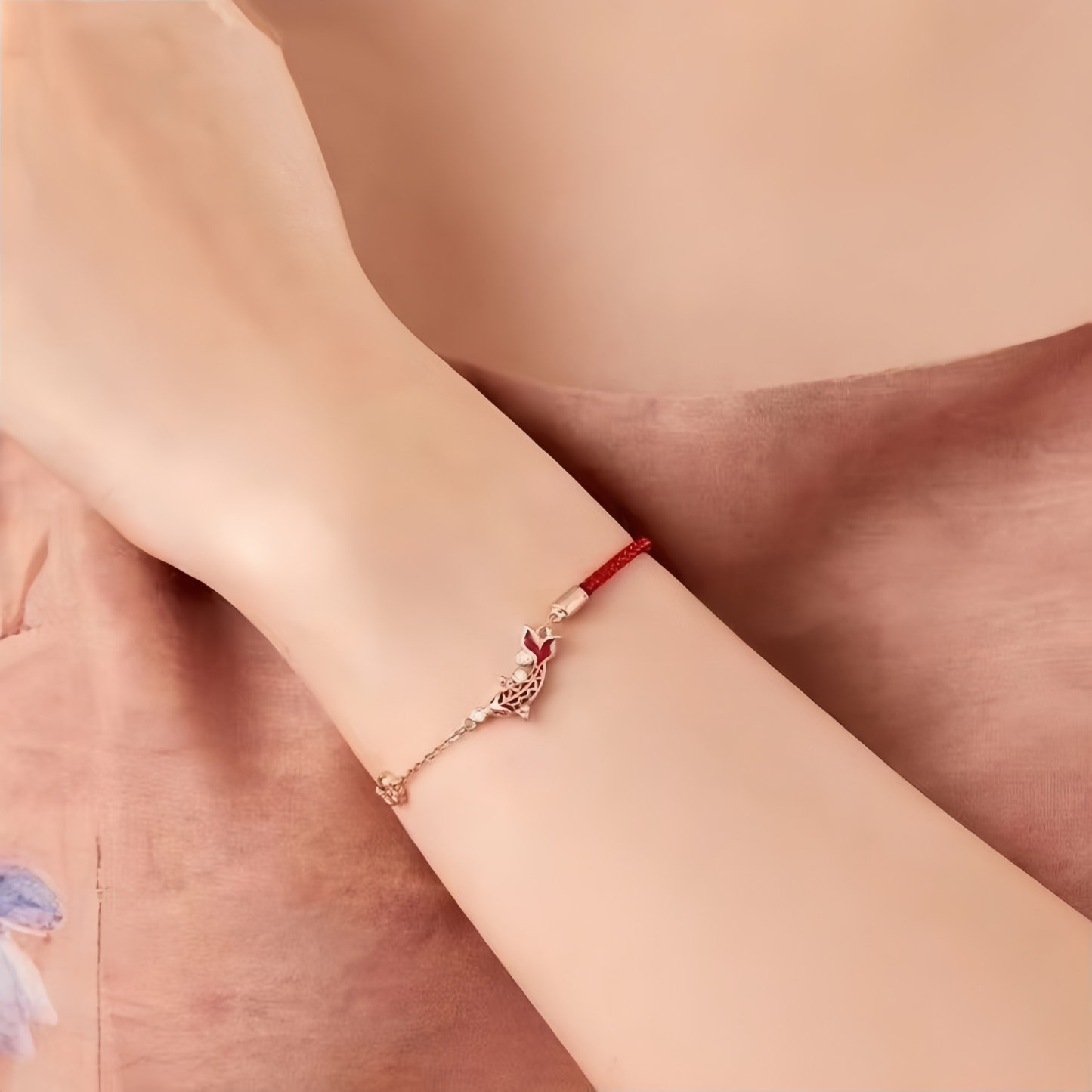 Koi Fish Ankle Bracelet for Zodiac Year – Red Cord Fortune Charm with S925 Silver Accents | Gifts for academic and career success- EclatDoré