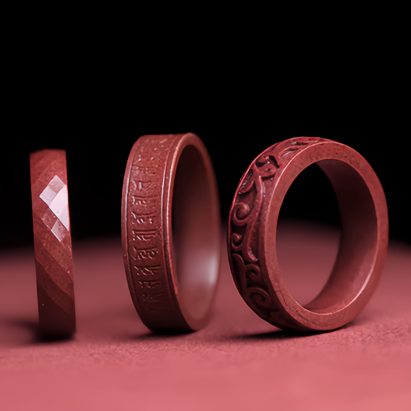 Handmade Cinnabar Om Mani Padme Hum Six Syllable True Words Cloud Pattern Buddhist Symbol Jewelry Ring for Men Women- EclatDoré