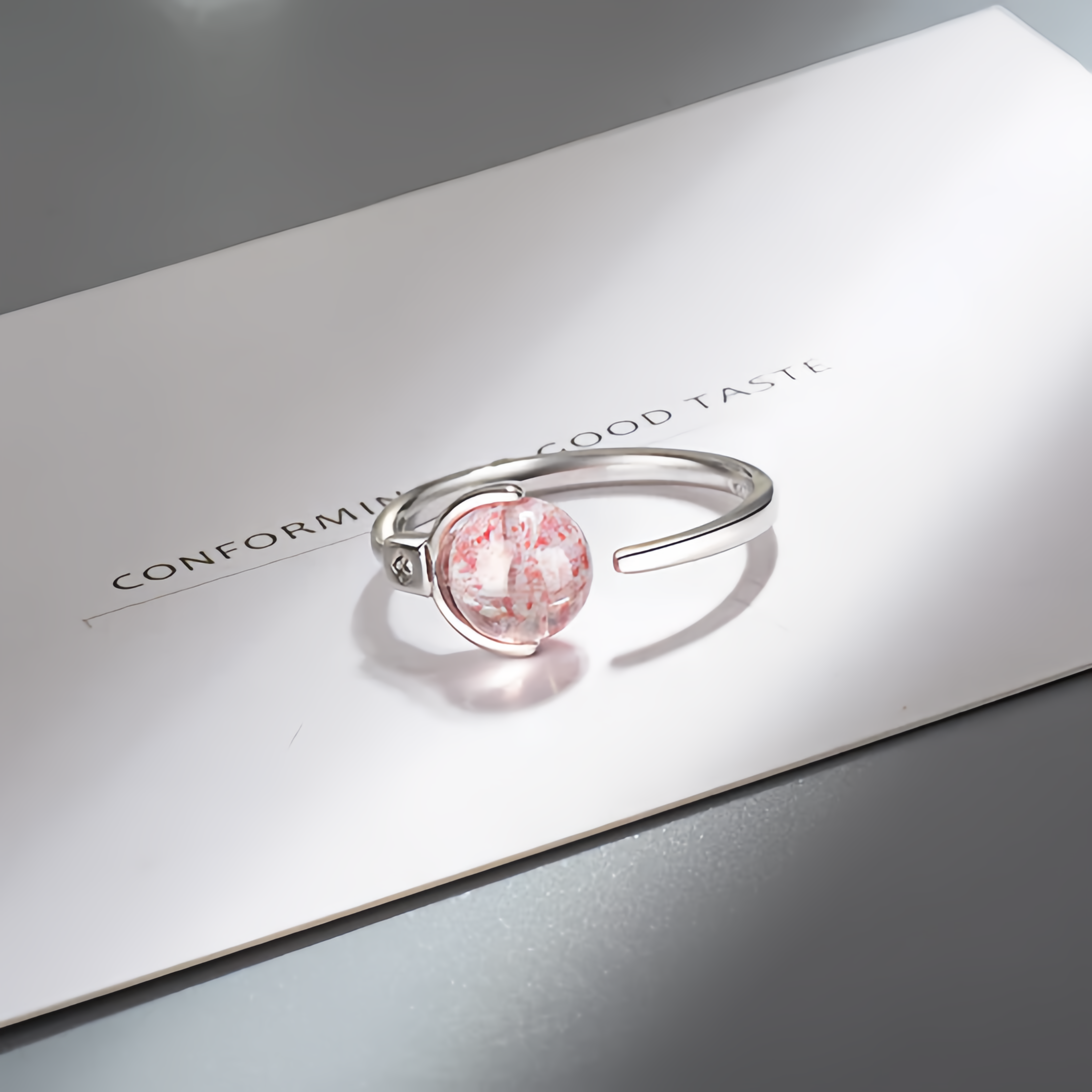 Pink Crystal Soothing Rotation Ring- EclatDoré