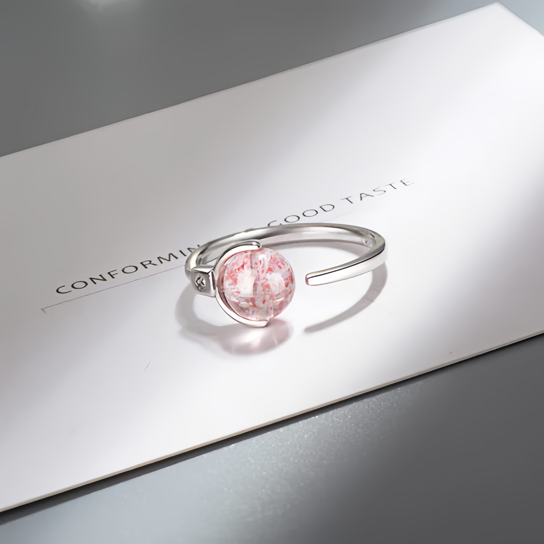 Pink Crystal Soothing Rotation Ring- EclatDoré