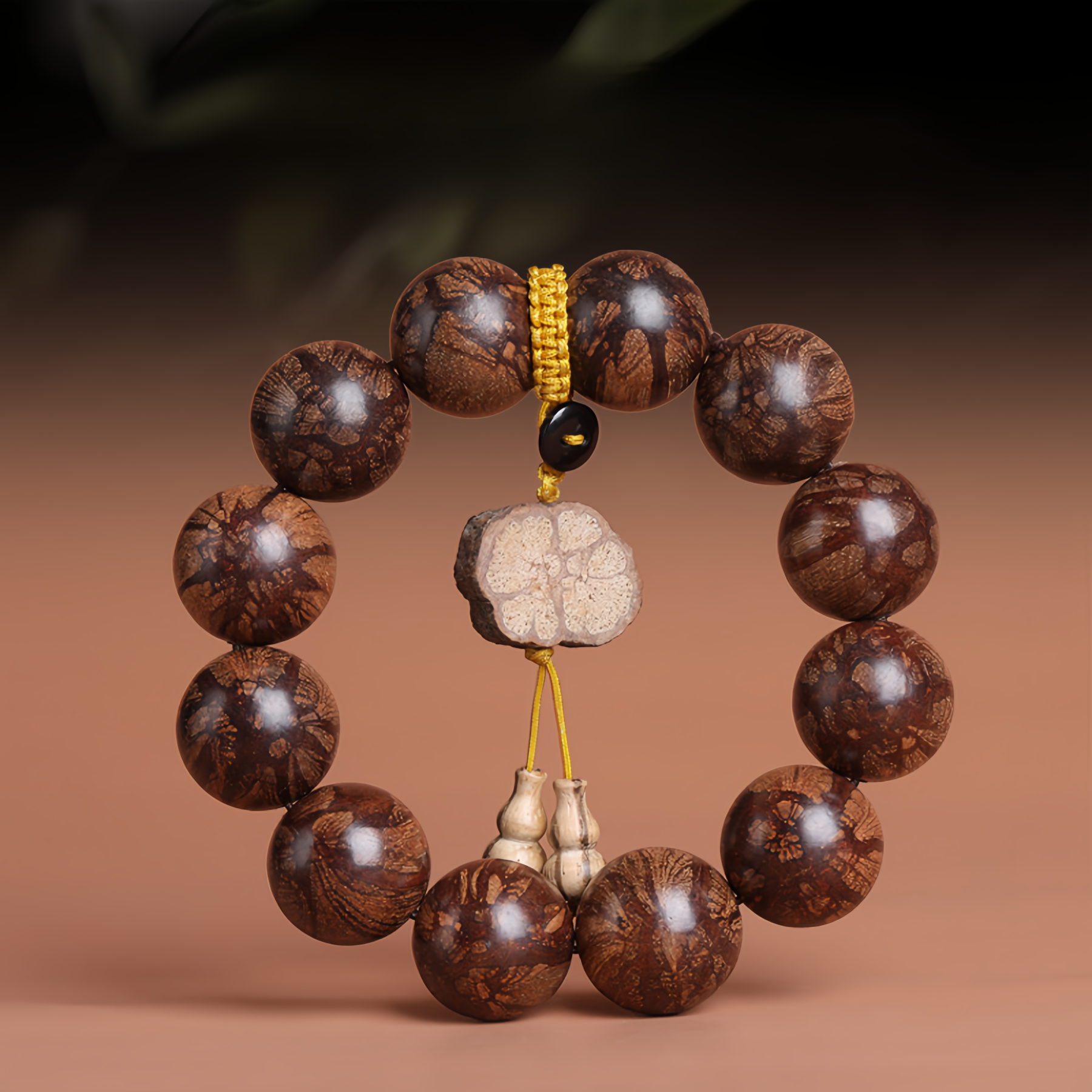 Handmade Plum Blossom Buddhist Beads with Dragon Beard Totem Pendant | Natural Healing Jewelry Trending in 2025- EclatDoré