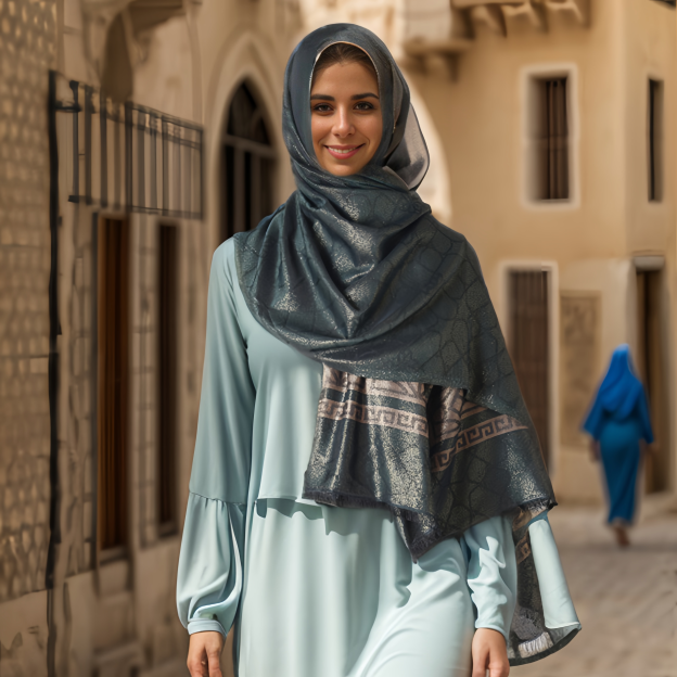 Boho Plaid Scarf - Lightweight UV Protection Silk Shawl for Women, Ethnic Head Cover- EclatDoré