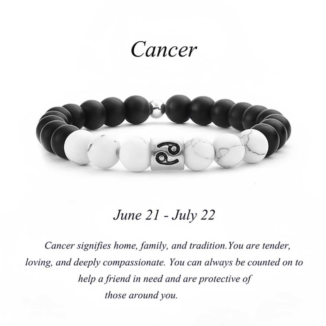 12 Zodiac Signs Natural Matte Stone White Turquoise Beaded Wealth Attraction Bracelet- EclatDoré