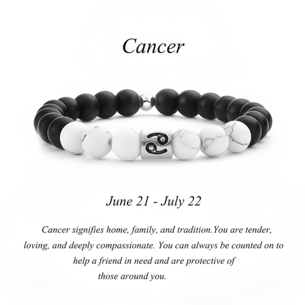 12 Zodiac Signs Natural Matte Stone White Turquoise Beaded Wealth Attraction Bracelet- EclatDoré