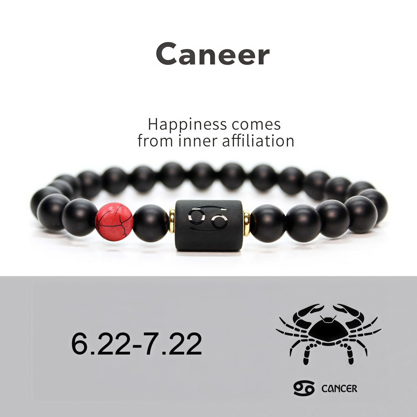 Spiritual Protection 12 Zodiac Signs Black Onyx Guardian Stone Adjustable Stretch Bracelet- EclatDoré