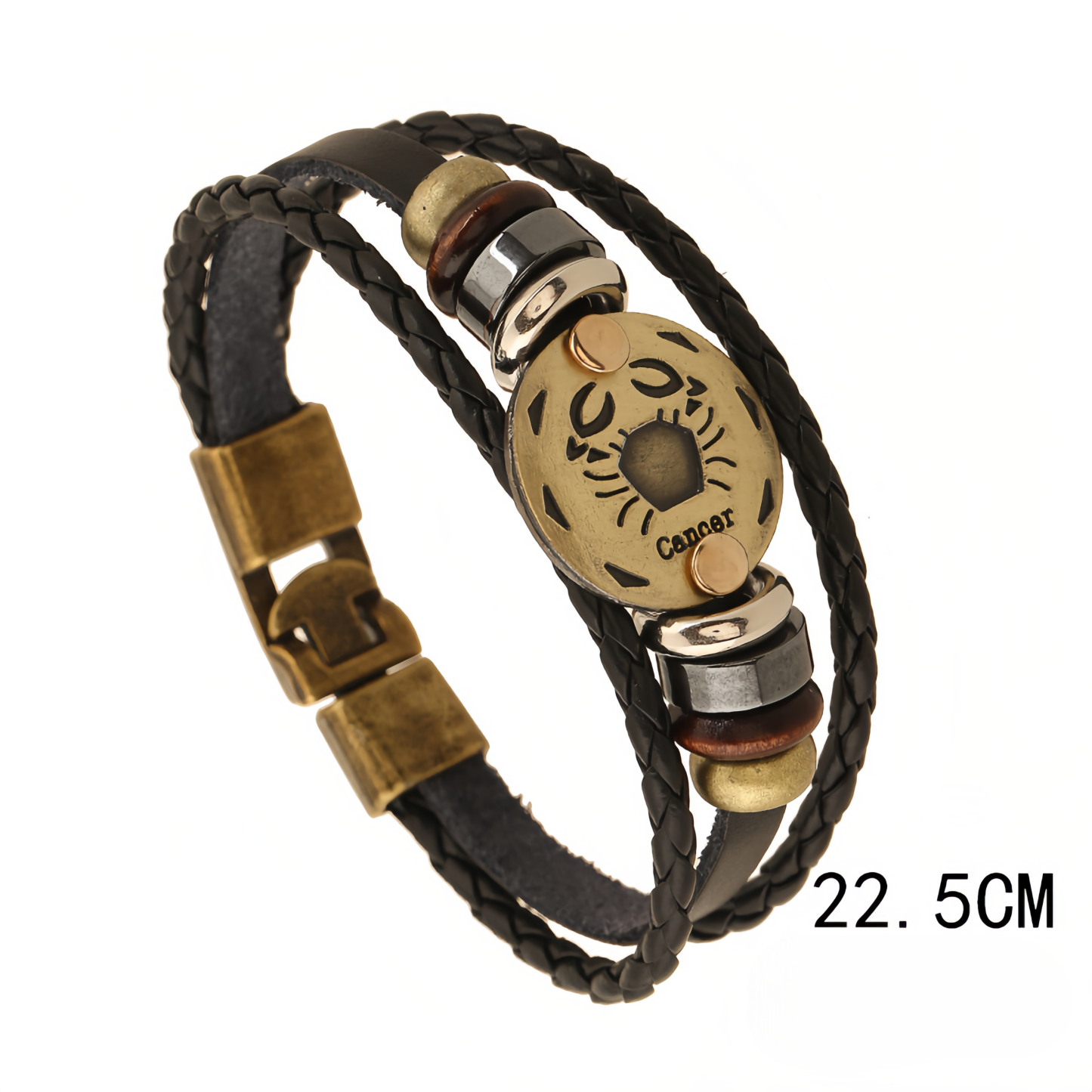 12 Zodiac Signs Handmade Leather Couple Bracelet with Hematite Totem Stone - Mystical Love Jewelry for 2025- EclatDoré