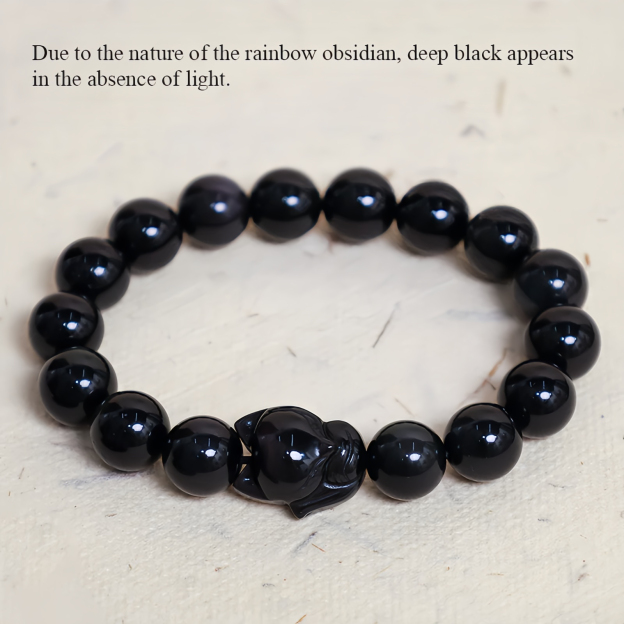 Rainbow Obsidian Fox Healing Positive Bracelet