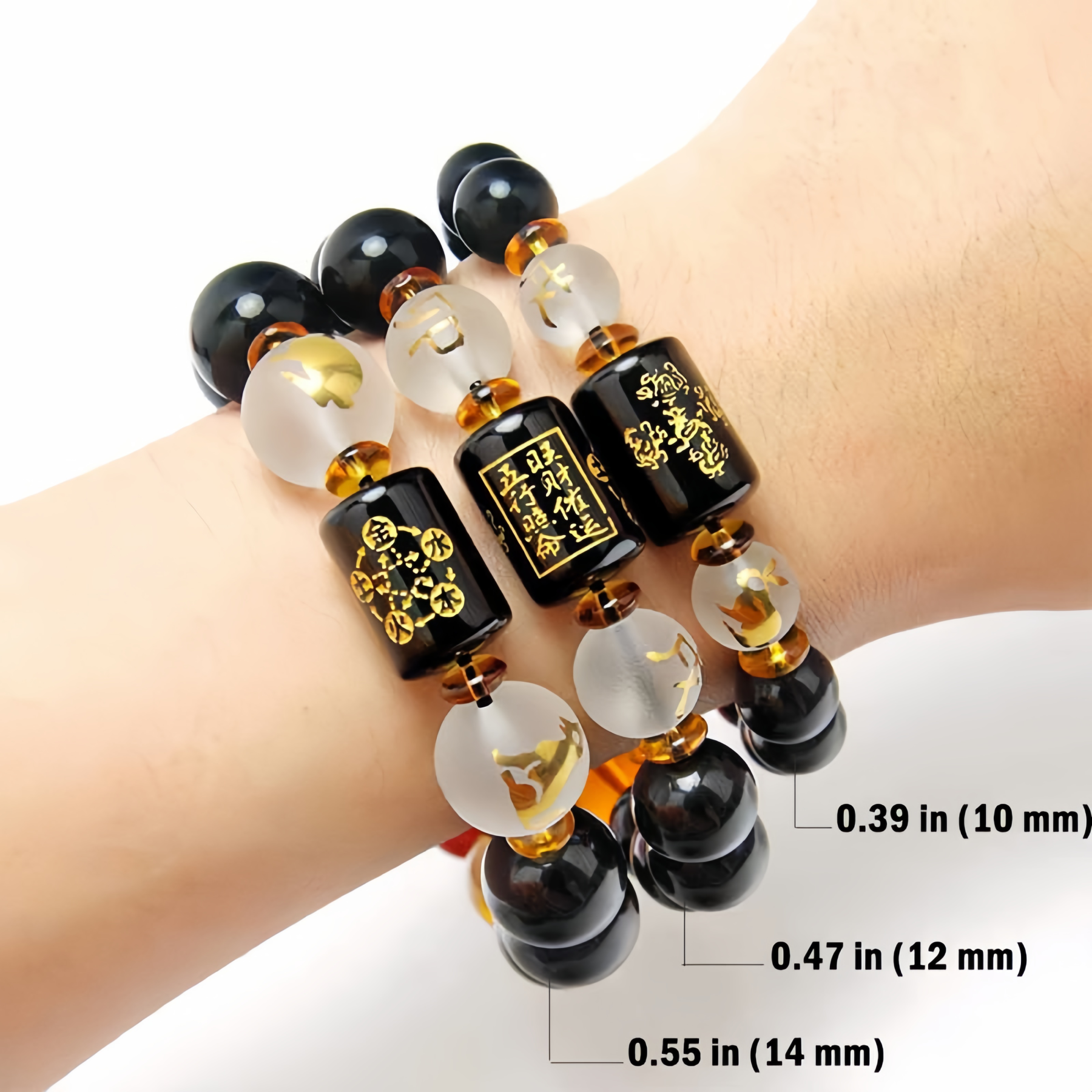 Chinese Zodiac Feng Shui Obsidian Five-Element Wealth Porsperity Bracelet- EclatDoré