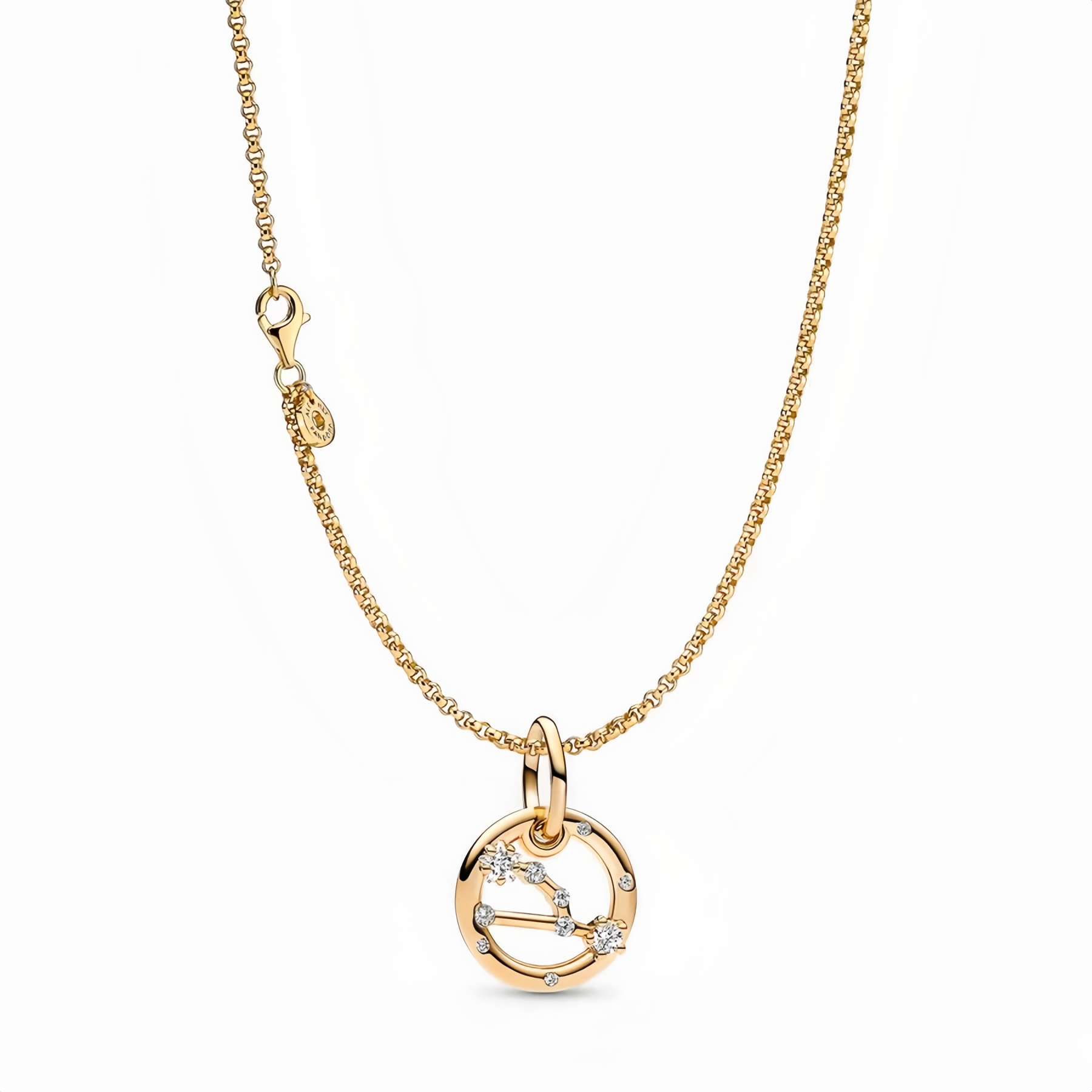 14K Gold-Plated Birthstone Constellations Zirconia Guardian Lucky Pendant Necklace- EclatDoré