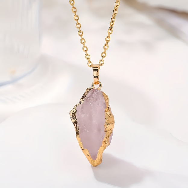 Handmade Natural Purple and Green Amethyst Crystal Necklace - Unique Fashion Jewelry- EclatDoré