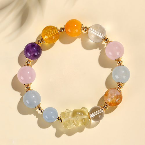  Citrine Nine-Tailed Fox & Pixiu Multi-Gemstone Bracele