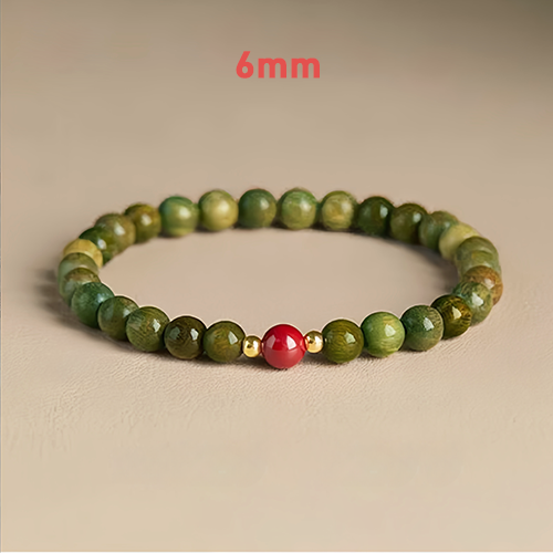 Buddha Stone Natural Green Sandalwood Meditation Agarwood Cinnabar Bracelet