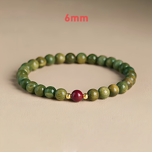 Buddha Stone Natural Green Sandalwood Meditation Agarwood Cinnabar Bracelet