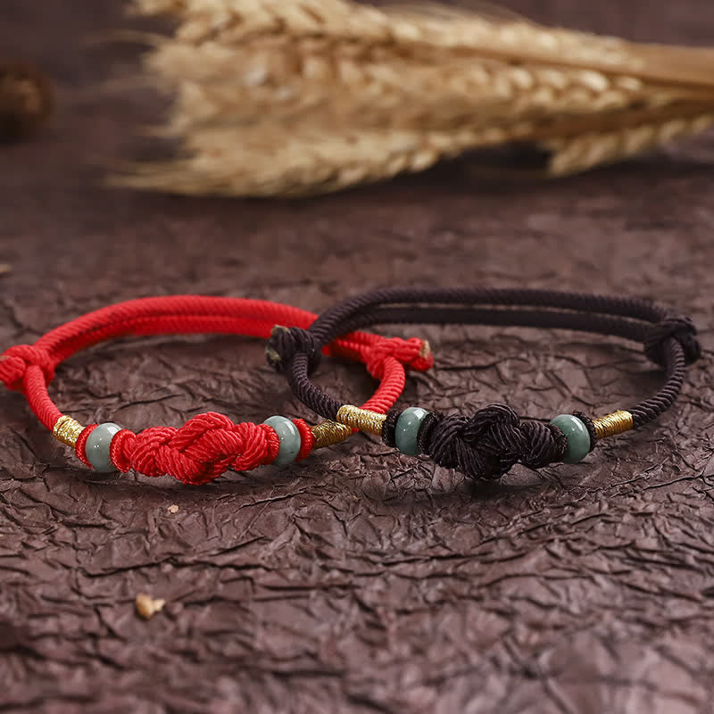 2025 Red String Jade Luck Fortune Knot Braided Couple Bracelet- EclatDoré
