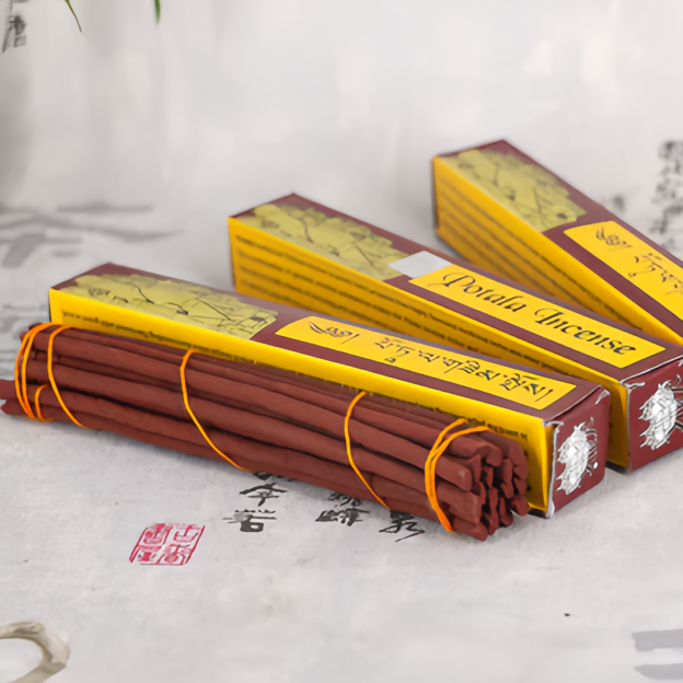 Natural Tibetan Budala Temple Incense Sticks - Handmade Agarwood & Sandalwood Calming Aroma for Meditation & Buddhist Rituals- EclatDoré
