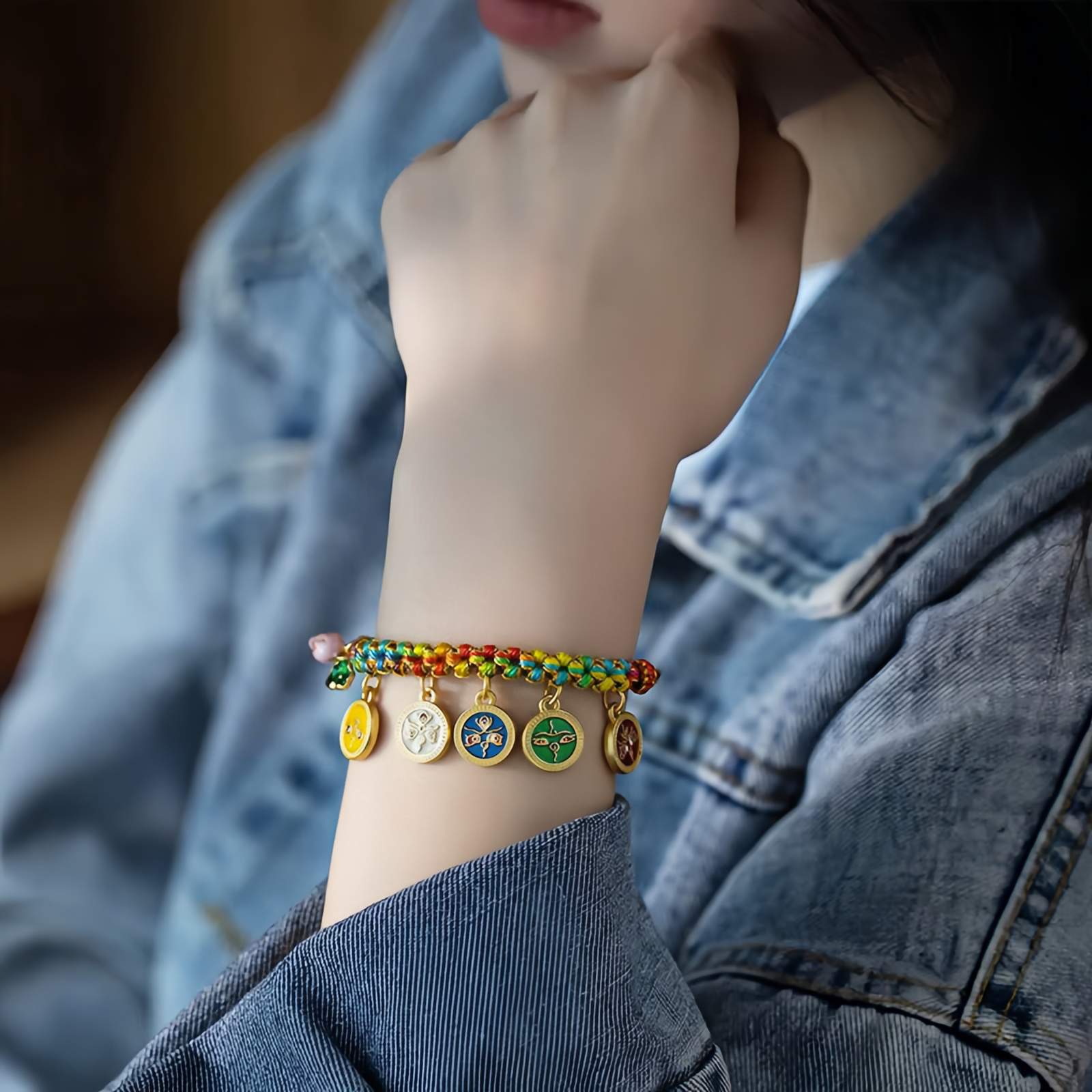 Tibetan Colorful Rope Five God Of Wealth Luck Braid Bracelet