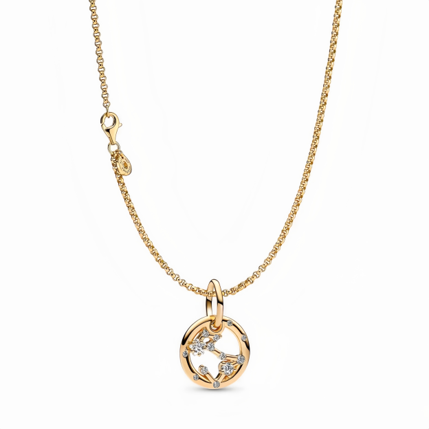 14K Gold-Plated Birthstone Constellations Zirconia Guardian Lucky Pendant Necklace- EclatDoré