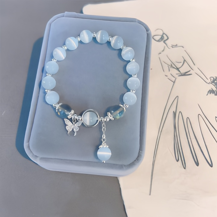 Buddha Stone "Brings Good Luck and Inner Peace" Cat's Eye Butterfly Bracelet