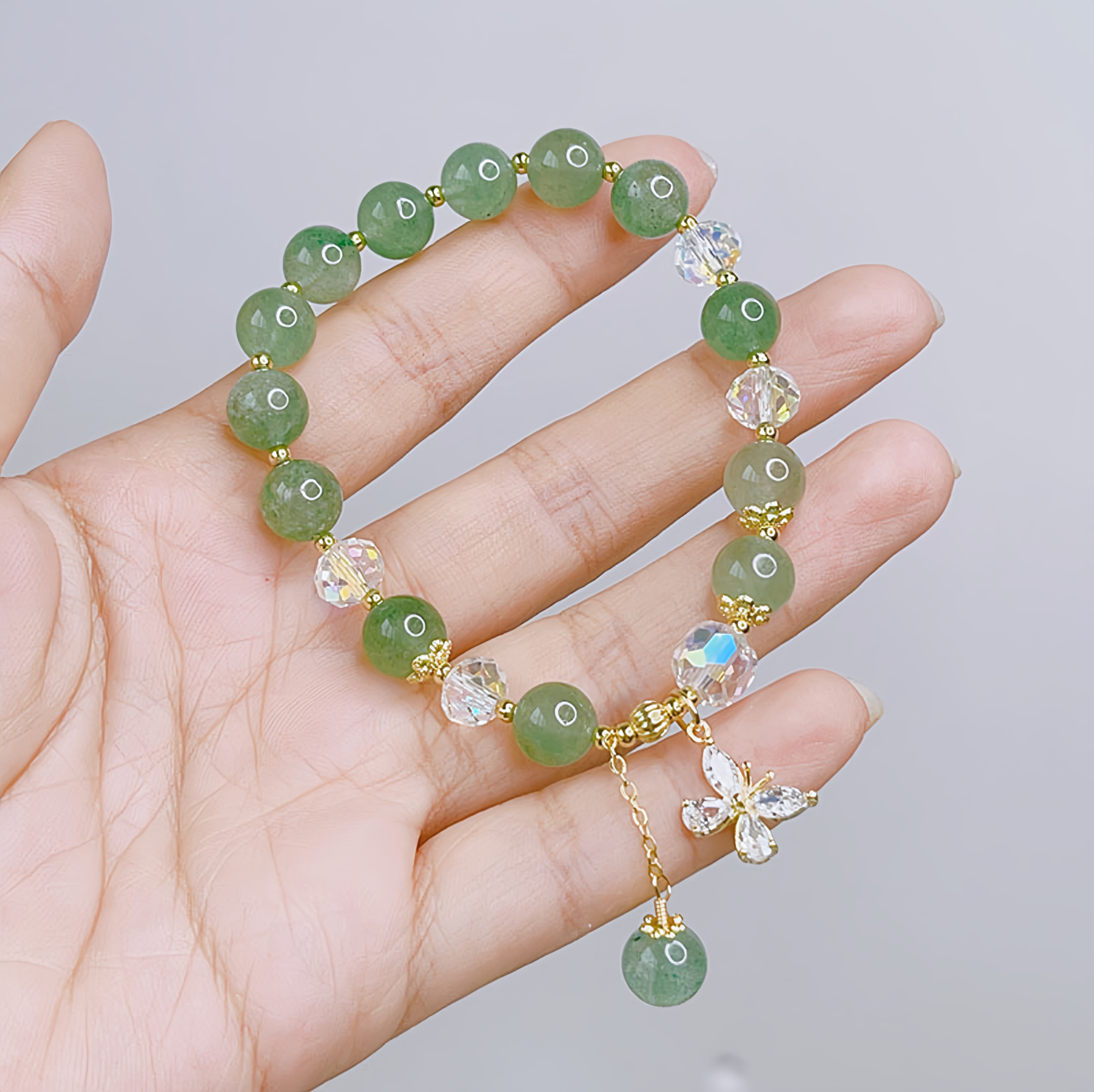 Natural Amethyst Crystal Spiritual Butterfly Charm Bracelet- EclatDoré