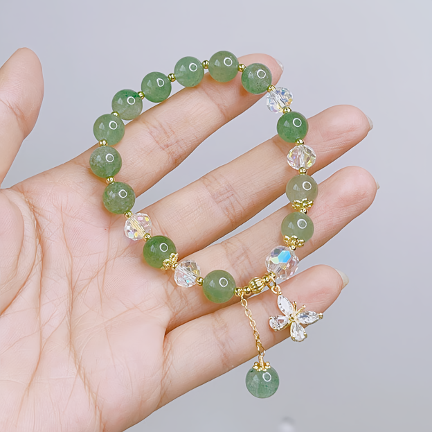 Natural Amethyst Crystal Spiritual Butterfly Charm Bracelet- EclatDoré