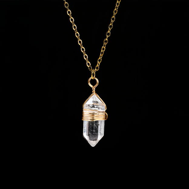 Natural Healing Energy | Moonstone Double Pointed Hexagon Pendant Necklace- EclatDoré
