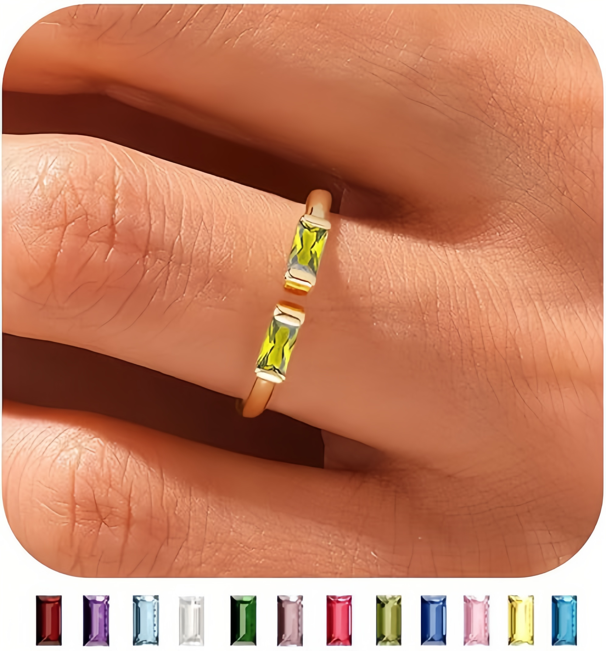 Birthstone Ring by ｜Best Friend Gift ｜ Anniversary Gift ｜ Adjustable Personalized Gemstone Ring- EclatDoré