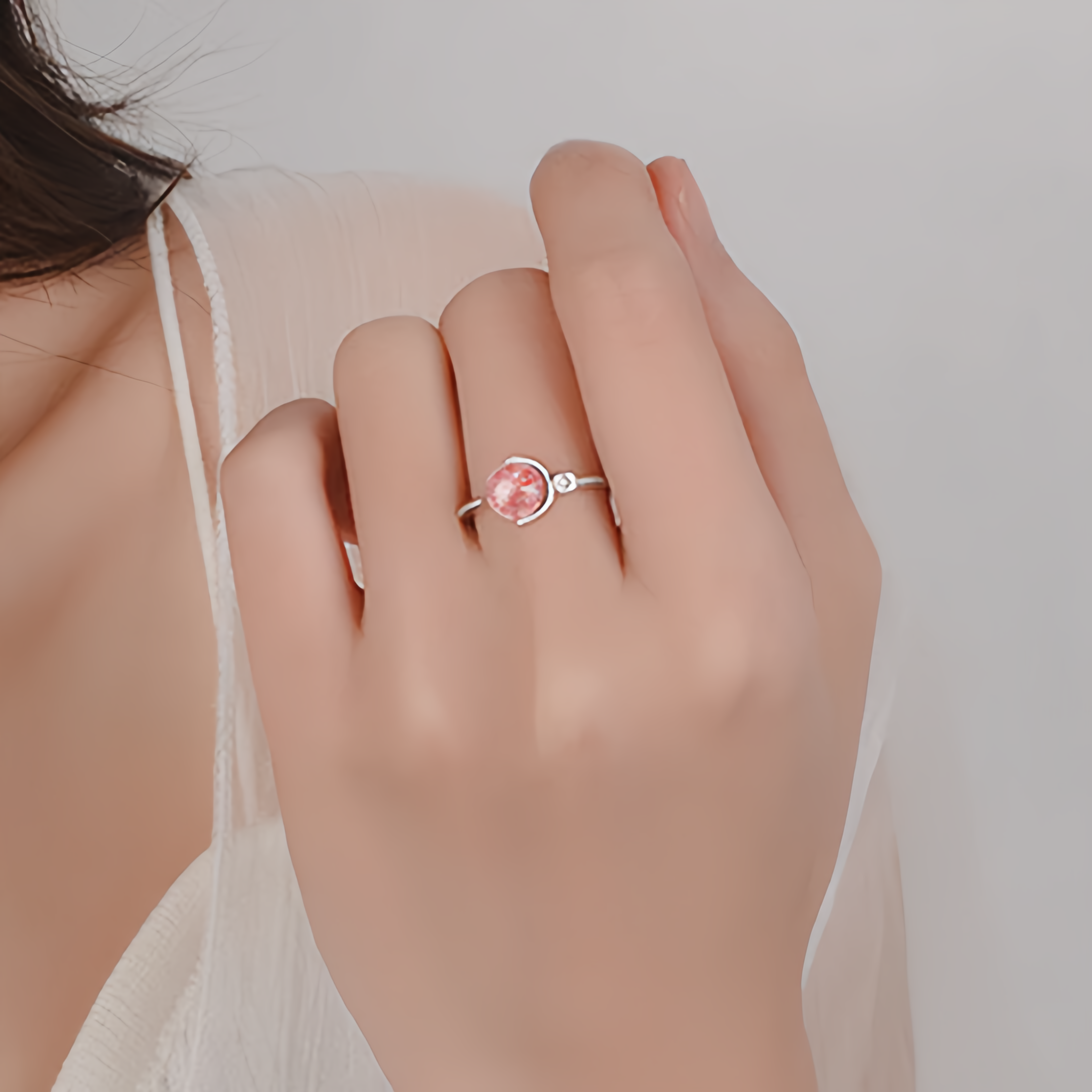Pink Crystal Soothing Rotation Ring- EclatDoré