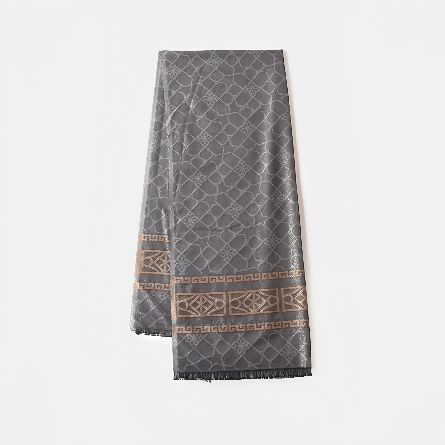 Boho Plaid Scarf - Lightweight UV Protection Silk Shawl for Women, Ethnic Head Cover- EclatDoré