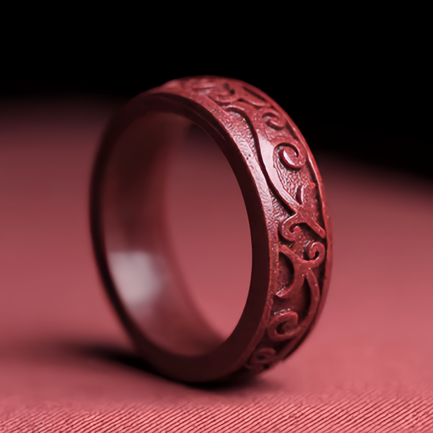 Handmade Cinnabar Om Mani Padme Hum Six Syllable True Words Cloud Pattern Buddhist Symbol Jewelry Ring for Men Women- EclatDoré