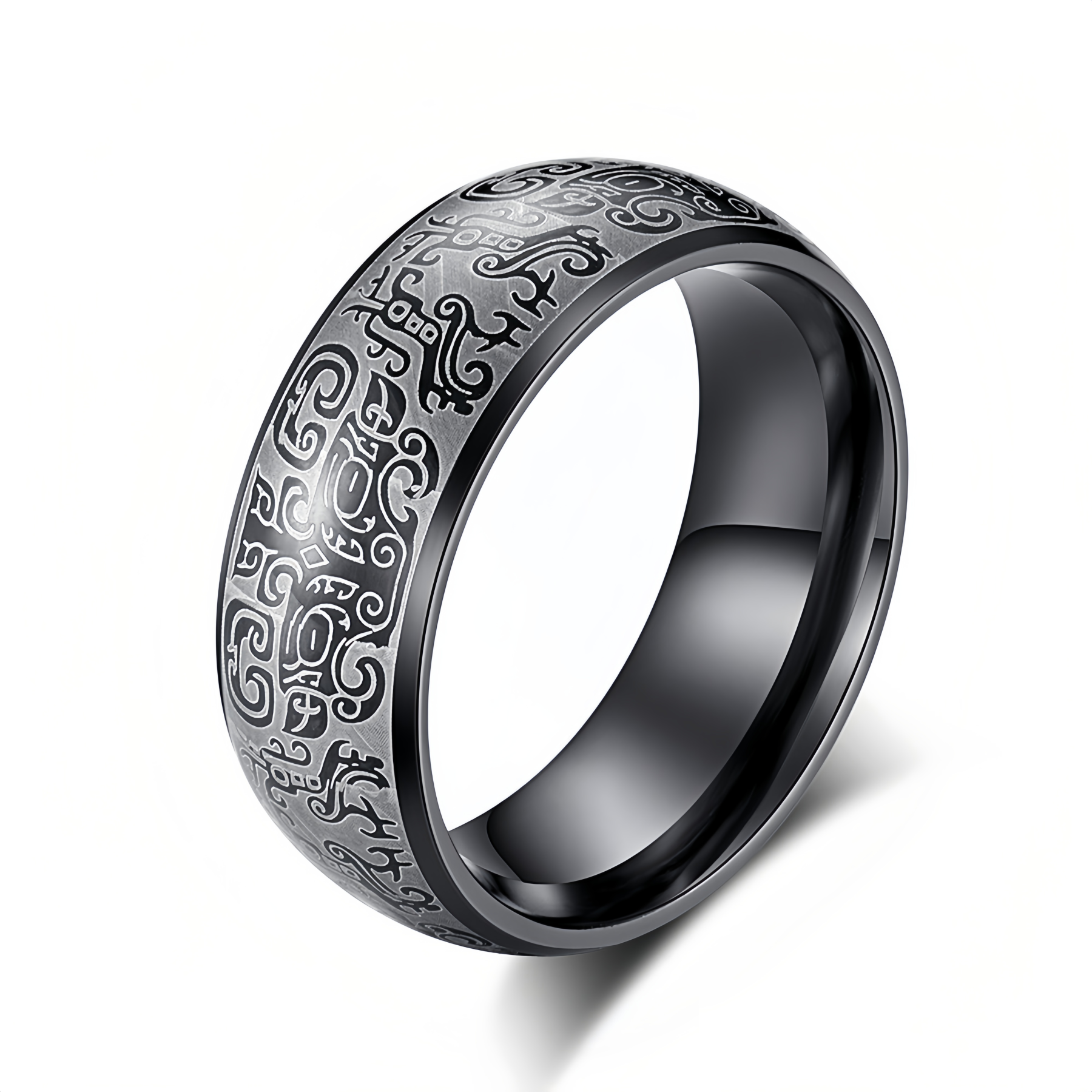 Lucky Mythological Creature Taotie Wealth Titanium Steel Ring- EclatDoré