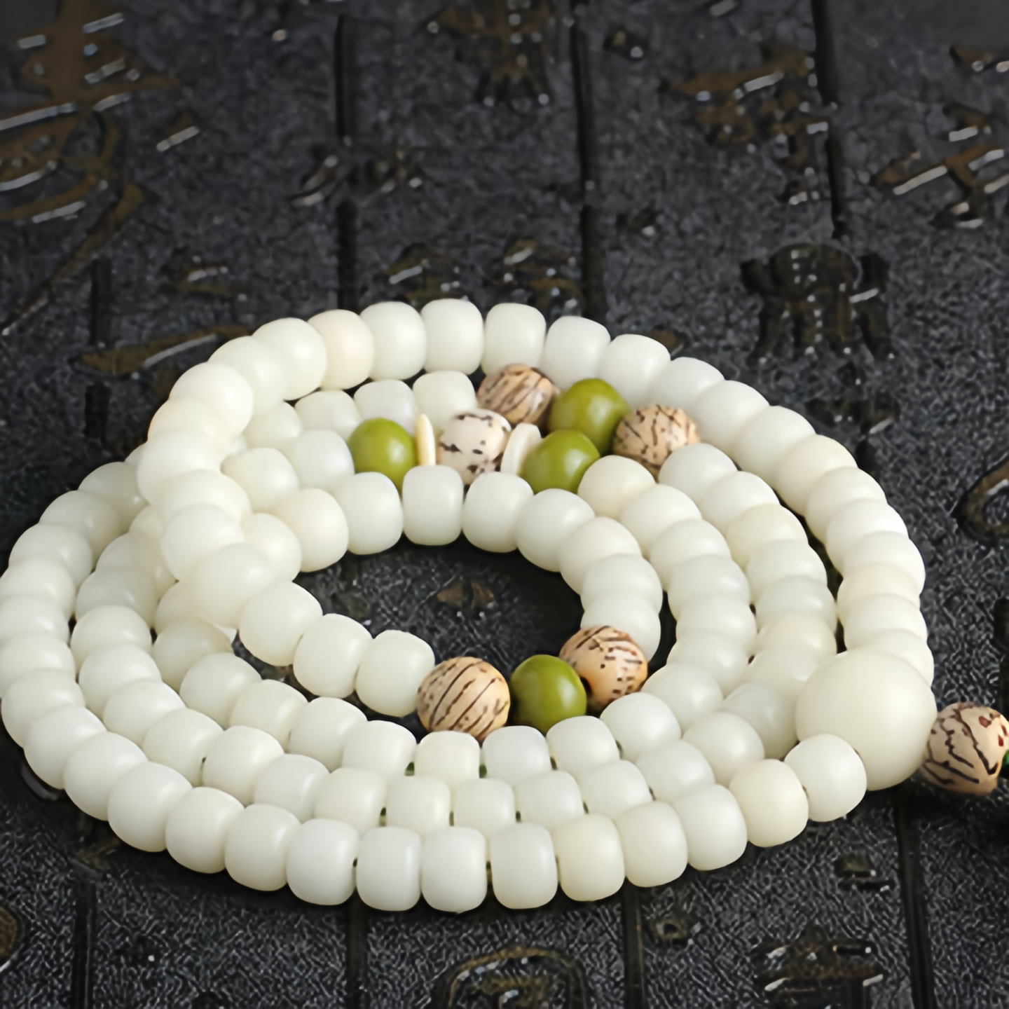 White Jade Bodhi Lotus Mala Harmony Necklace Bracelet- EclatDoré